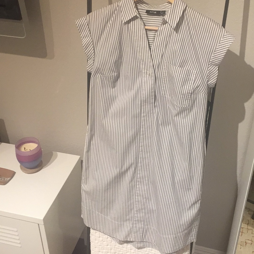 Apt 9 white and black striped shirt dress